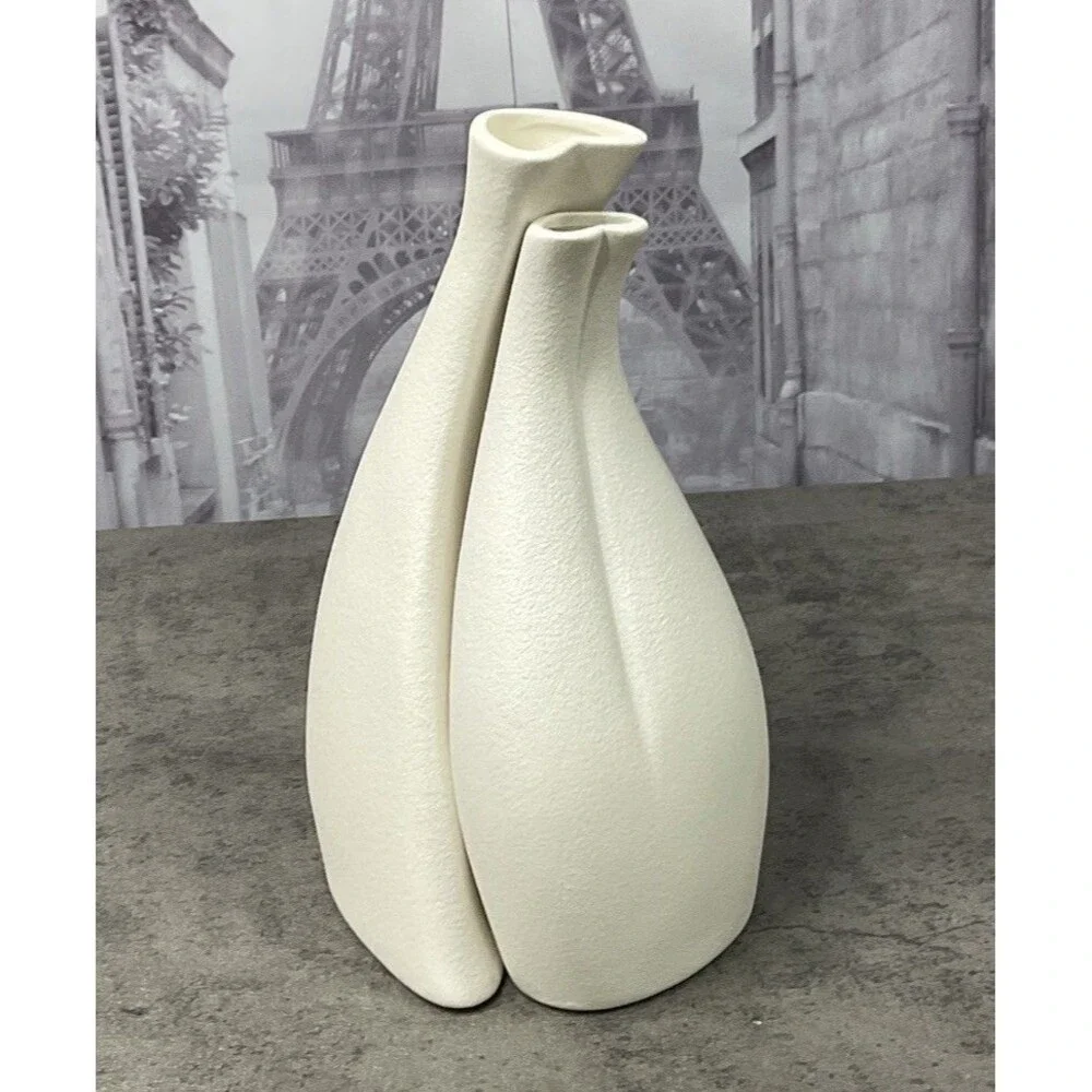 Nordic Style Ceramic Vase Set Of 2 Modern White Decorative Vase